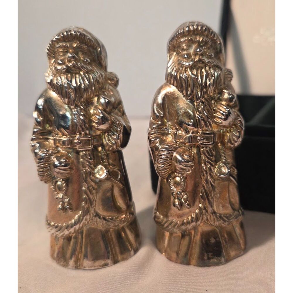 Godinger Silver Santa Bells Set Vintage Christmas Decor w Original Box